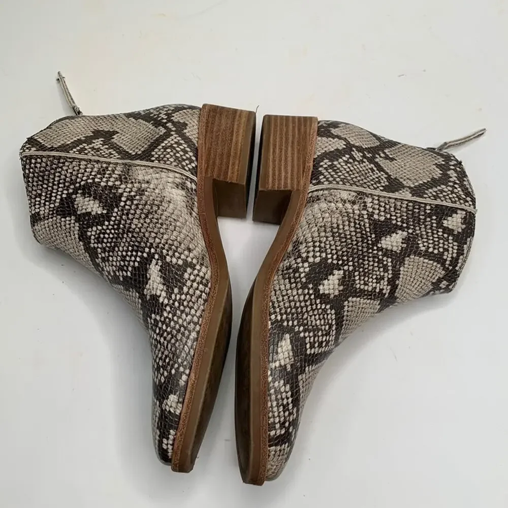 Dolce Vita Women's Tavin Faux Snakeskin Zip Booties Ankle Boots S-044 Sz 8.5